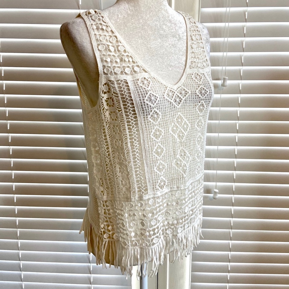 A.N.A Small Petite Crochet Boho Festival Tank Top